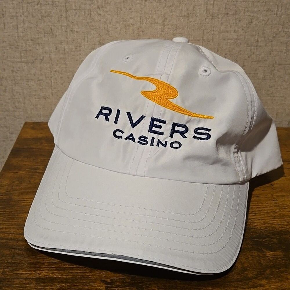 Rivers Casino Baseball Cap Hat Adult Adjustable Back White  Core 365 Polyester